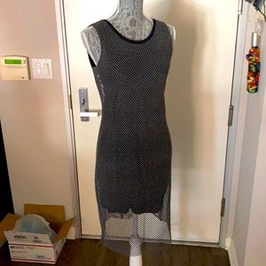 Black Tahari dress with gray overlay